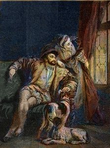 Frans I og Margarita av Navarra - Francois I, konge av Frankrike med søsteren Marguerite av Angoulema (1492-1549) Dronning av Navarra - gravering av Richard Parkes Bonington (1802-1828) - av Richard Parkes (after) Bonington