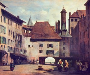 Place du Molard, ca. 1830 av Richard Parkes Bonington
