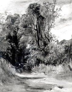 Lane gjennom et tre (panel) av Richard Parkes Bonington
