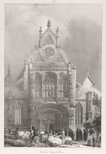 Pittoreske og romantiske turer i gamle Frankrike, Franche-Compté: Front of the Church at Brou, 1825. av Richard Parkes Bonington