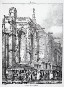 Rester og fragmenter av arkitektur fra middelalderen: St. Sauveur kirke, Caën av Richard Parkes Bonington