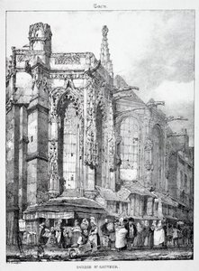 Rester og fragmenter av arkitektur fra middelalderen: St. Sauveur kirke, Caën av Richard Parkes Bonington