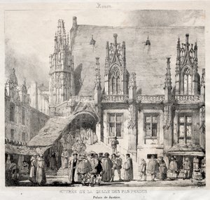 Rouen: Inngang til Salle des Pas Perdus, Palais du Justice, 1824. av Richard Parkes Bonington