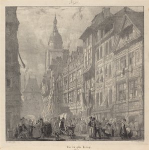 Rue du Gros-Horloge, Rouen av Richard Parkes Bonington