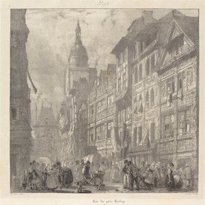 Rue du Gros-Horloge, Rouen av Richard Parkes Bonington