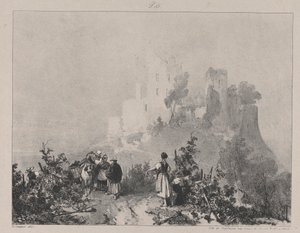 Ruinene av Chateau d'Arlay av Richard Parkes Bonington