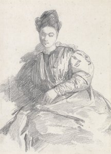 Studie av en sittende kvinne (grafitt på papir) av Richard Parkes Bonington