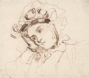 Studie av en kvinne med hodet på hånden av Richard Parkes Bonington