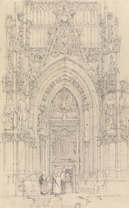 The Church of St. Wulfran, Abbeville: The North Door of the West Front av Richard Parkes Bonington