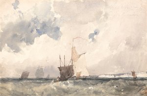 Fartøyer i et hakkete hav av Richard Parkes Bonington