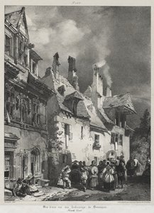 Pittoreske og romantiske reiser i det gamle Frankrike, Franche-Comté: Utsikt over en gate i forstedene til Besançon av Richard Parkes Bonington
