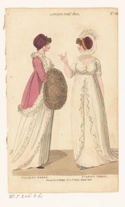 Magazine of Female Fashions of London og Paris. nr. 36. London feb. 1801: Gåkjole; Kjole