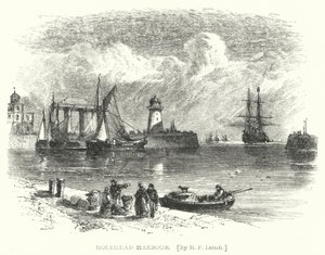 Holyhead Harbor (gravering) av Richard Principal (after) Leitch