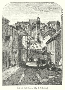 Redruth High Street (gravering) av Richard Principal (after) Leitch