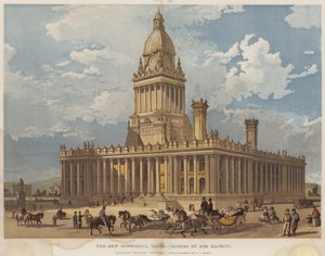 The New Town-Hall, Leeds, åpnet av Hennes Majestet (chromolitho)
