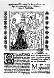 Oversetteren presenterer sin bok for hertugen av Norfolk., c1500-1520, 1923 av Richard Pynson