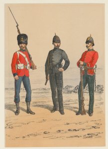 Tre britiske soldater Ni representasjoner av britiske militæruniformer (serietittel) av Richard Simkin