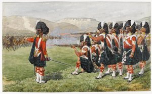 The 93rd Sutherland Highlanders i slaget ved Balaclava 25. oktober 1854: The Thin Red Line, 1854 (wc på papir)