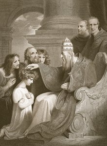 Prins Alfred før pave Leo den III, gravert av J. Stow, illustrasjon fra David Humes 