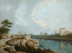 Banks of the Tiber, Roma (olje på lerret) av Richard Wilson