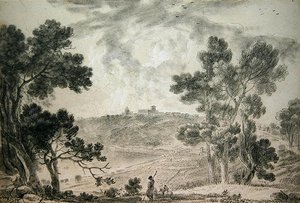 Castel Gandolfo (svart kritt på papir) av Richard Wilson