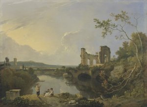 Italiensk landskap (morgen), ca. 1760-65 (olje på lerret) av Richard Wilson