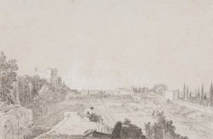 The Circus of Flora, Roma (blyant med hvit forhøyning på papir) av Richard Wilson