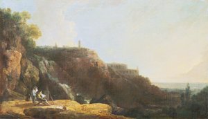 Den store kaskaden og Maecenas villa i Tivoli av Richard Wilson