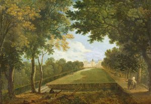 Wilton House, østutsikt som viser den gamle inngangen (olje på lerret) av Richard Wilson