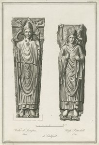 Lichfield Cathedral - Effigies of Walter de Langton and Hugh de Patteshull: gravering, nd [1748-1817] (trykk) av Richard Woollett Basire
