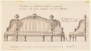Tegning, design for en selvsikker, ca. 1780 av Richard de Lalonde