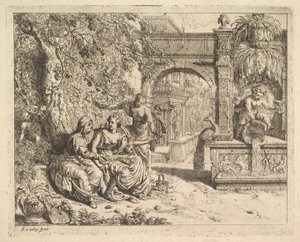 Vertumnus og Pomona. av Richard van Orley