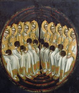 Sittende engler med kuler i hendene, ca. 1348-54