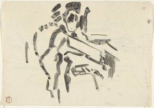 Skisse av en sittende figur av Rik Wouters