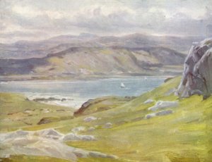 En utsikt fra den store Ormes hode (farge litho) av Robert (after) Fowler