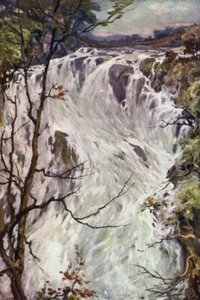 Swallow Falls, Bettws-y-Coed (farge litho) av Robert (after) Fowler