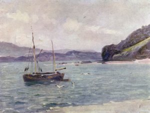 The Beach, Beaumaris (farge litho) av Robert (after) Fowler