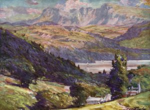Utsikt fra Bontddu, Dolgelly (farge litho)