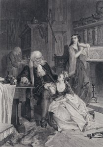 Illustrasjon for The Pirate av Sir Walter Scott (gravering) av Robert (after) Herdman