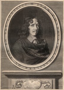 Portrett av Jean Chapelain (1595-1674), fransk poet - Gravering - Jean Chapelain (1595-1674) Fransk poet og litteraturkritiker - Gravering av Nanteuuil et grave par Peulot. av Robert (after) Nanteuil