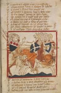 Egerton 3028 f.98 De beseirer sarasenere som er sendt for å møte dem, illustrasjon fra 