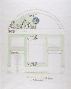 Design for endeveggen til spisestuen, Headfort House (penn og svart blekk over grafitt med wc på lagt papir) av Robert Adam