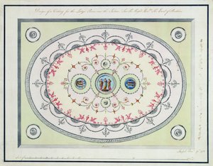 Design for taket i damerommet, Headfort House, 1772 (wc, penn og blekk over grafitt på lagt papir) av Robert Adam