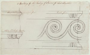 Design for lister på trappen, Headfort House, 1772 (penn og svart blekk over grafitt på papir) av Robert Adam