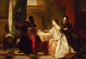 Othello relaterer sine eventyr til Desdemona, 1869 av Robert Alexander Hillingford