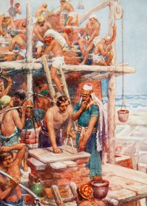 Bygge Babels tårn (farge litho)