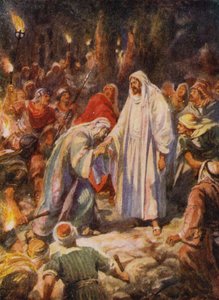 Jesus Kristus forrådt av Judas (farge litho)