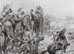 Babar introduserer feltkanoner på Panipat av Robert Ambrose Dudley