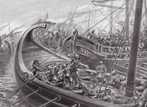 Den fokaiske flåten beseirer karthagerne (lito) av Robert Ambrose Dudley
