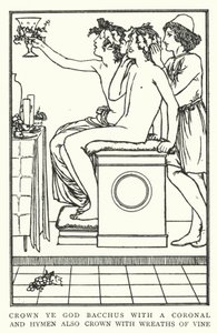 Kron dere Gud Bacchus med en koronal, og Hymen krone også med kranser av vinranker (litho) av Robert Anning Bell